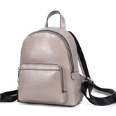 Simple Oil Wax Cowhide Backpack With Zipper - Shah S. Sahota
